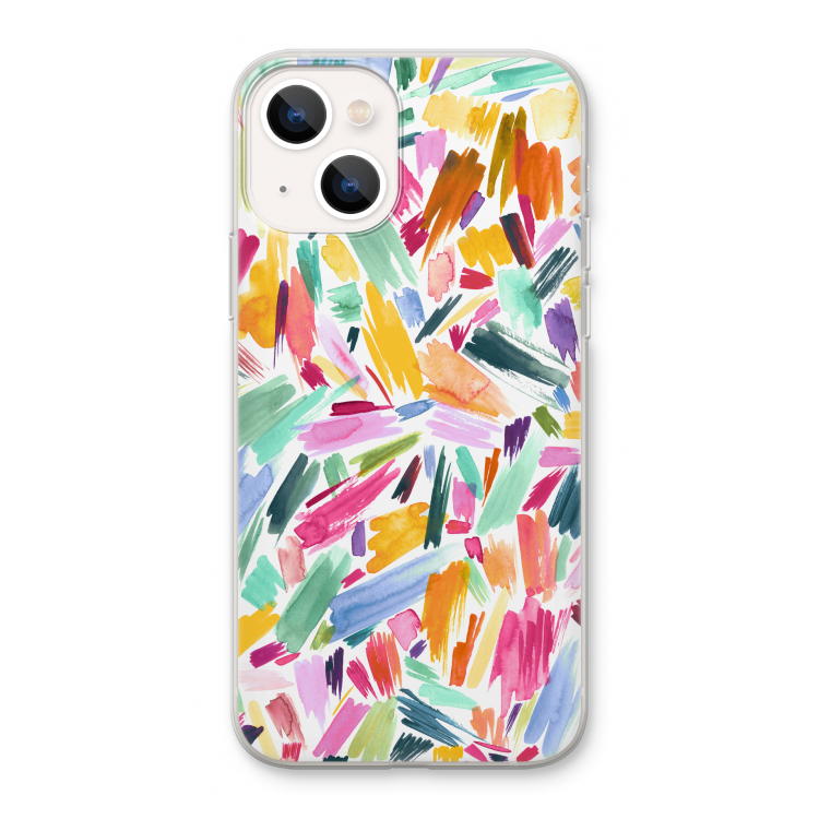 Watercolor Brushstrokes: iPhone 13 Transparant Hoesje