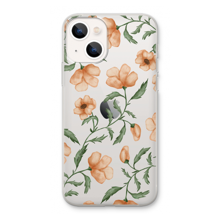 Peachy flowers: iPhone 13 Transparant Hoesje