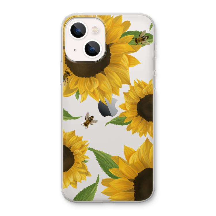 Sunflower and bees: iPhone 13 Transparant Hoesje