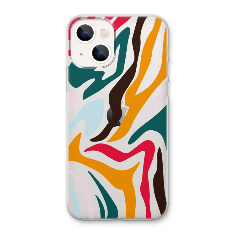 Colored Zebra: iPhone 13 Transparant Hoesje