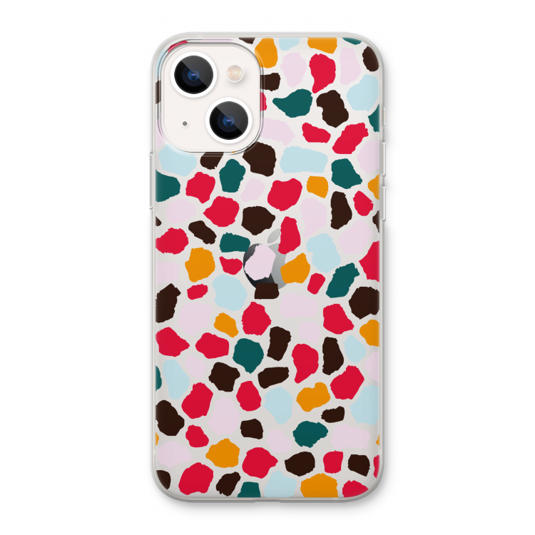 Colored Giraffe: iPhone 13 Transparant Hoesje