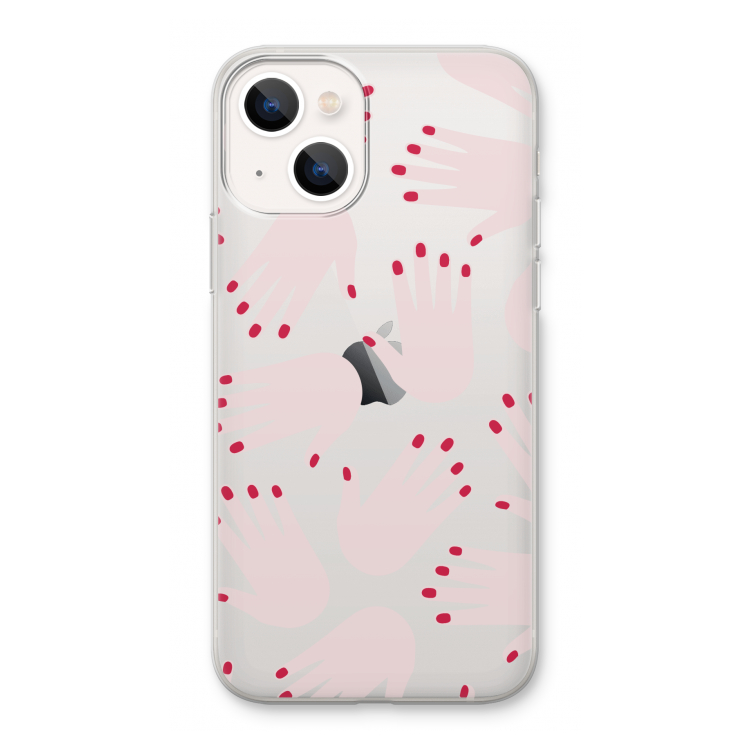 Hands pink: iPhone 13 Transparant Hoesje
