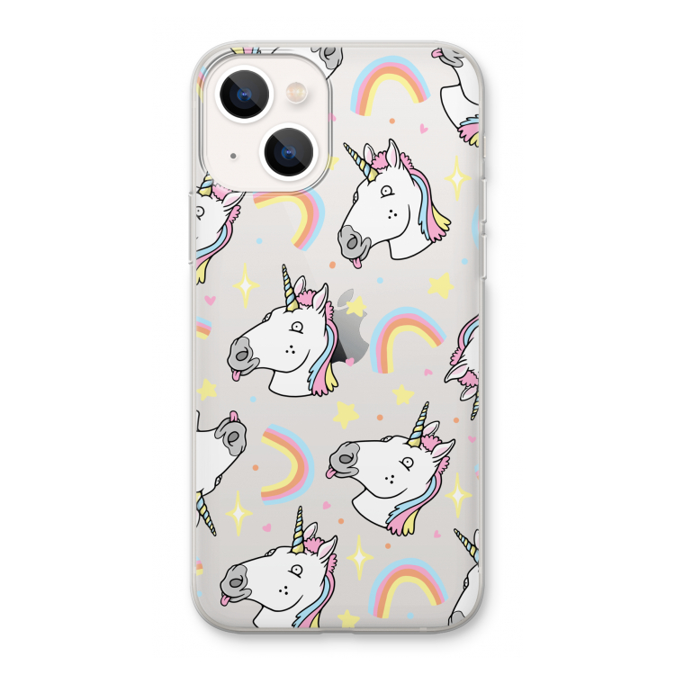 Rainbow Unicorn: iPhone 13 Transparant Hoesje