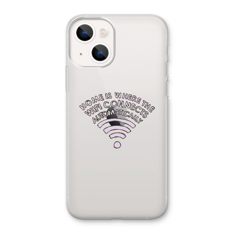 Home Is Where The Wifi Is: iPhone 13 Transparant Hoesje