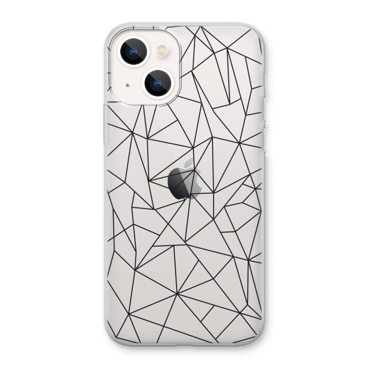 Geometrische lijnen zwart: iPhone 13 Transparant Hoesje