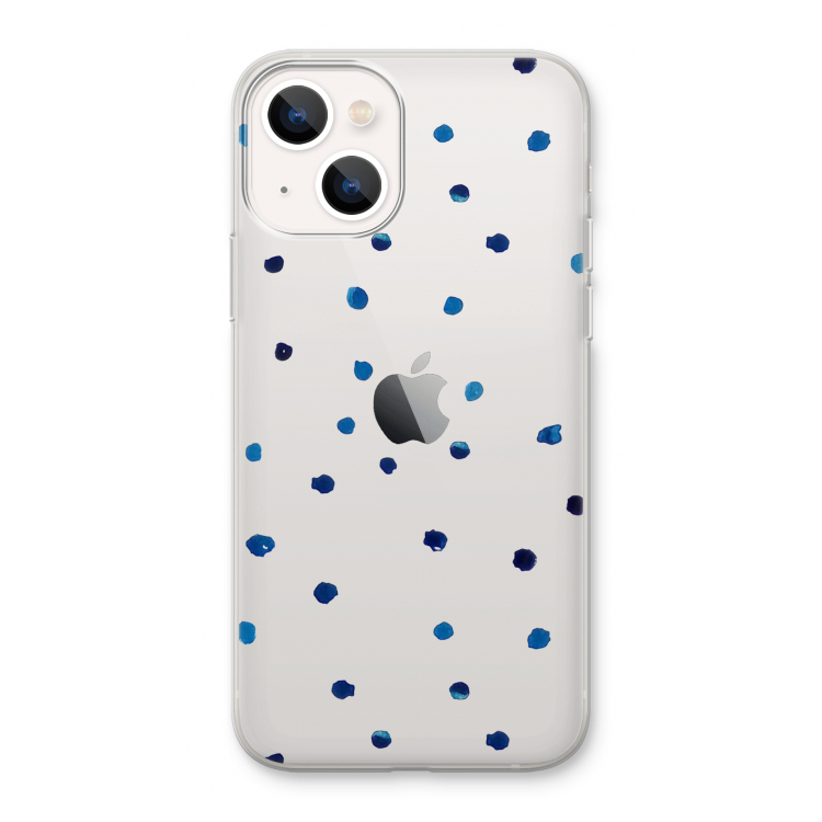 Blauwe stippen: iPhone 13 Transparant Hoesje