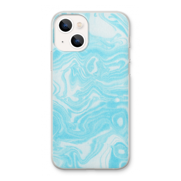 Waterverf blauw: iPhone 13 Transparant Hoesje
