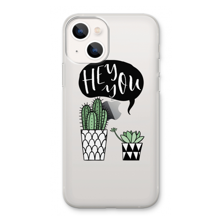 Hey you cactus: iPhone 13 Transparant Hoesje