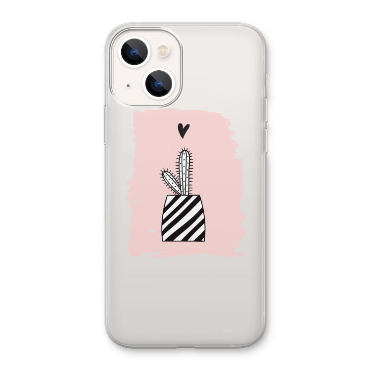 Zwart-wit cactus: iPhone 13 Transparant Hoesje