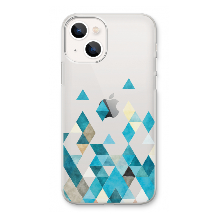 Gekleurde driehoekjes blauw: iPhone 13 Transparant Hoesje