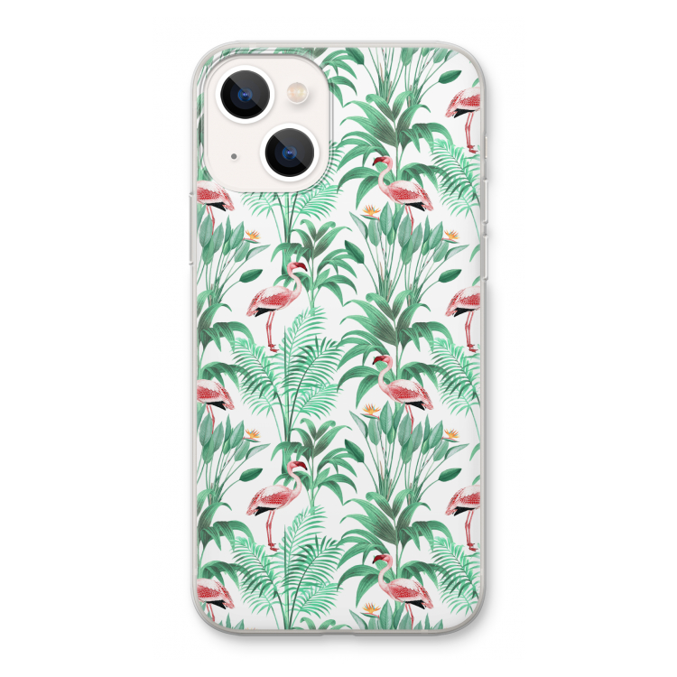 Flamingo bladeren: iPhone 13 Transparant Hoesje