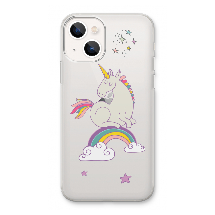 Regenboog eenhoorn: iPhone 13 Transparant Hoesje