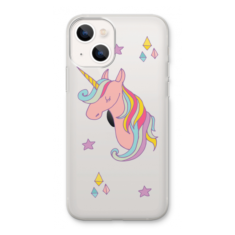 Roze eenhoorn: iPhone 13 Transparant Hoesje