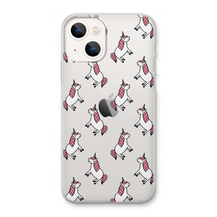 Eenhoorns overal: iPhone 13 Transparant Hoesje