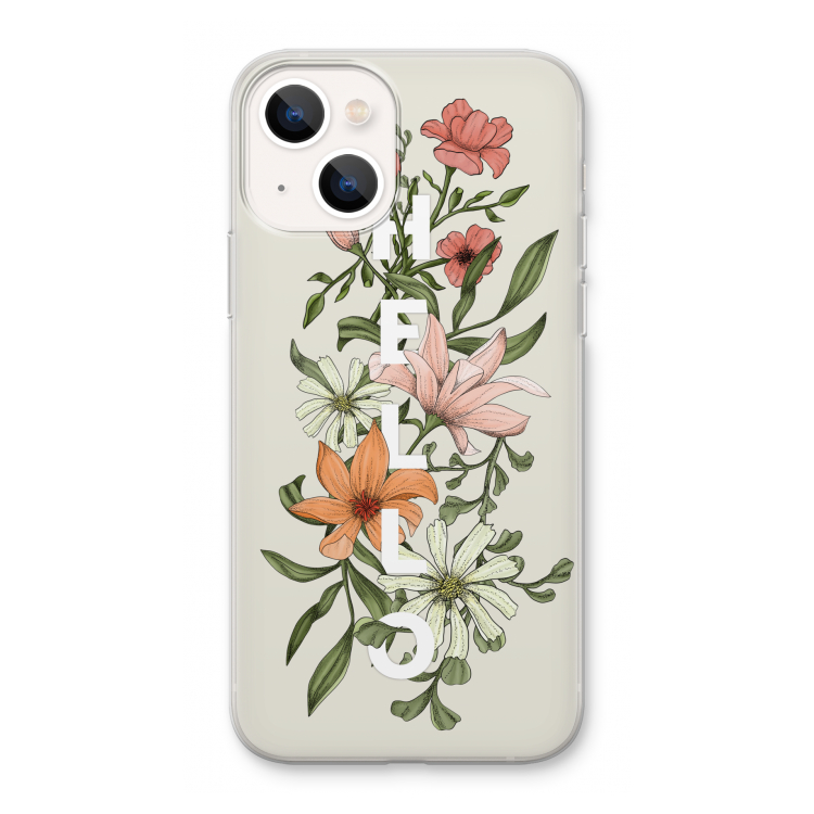 Hello bloemen: iPhone 13 Transparant Hoesje