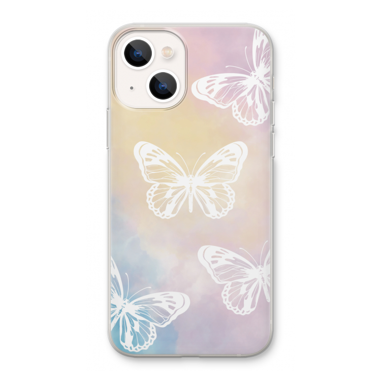 White butterfly: iPhone 13 Transparant Hoesje
