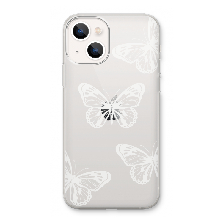 White butterfly: iPhone 13 Transparant Hoesje