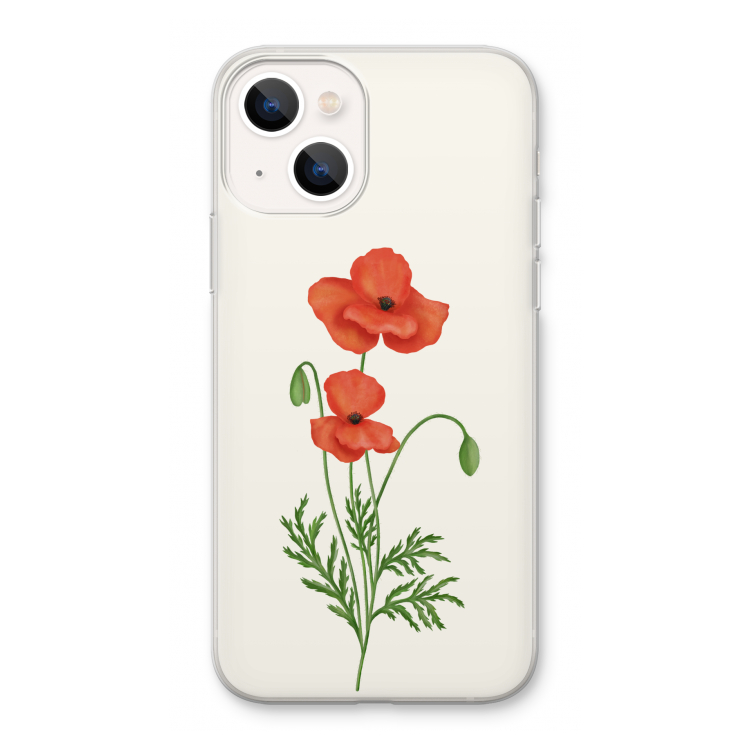 Red poppy: iPhone 13 Transparant Hoesje