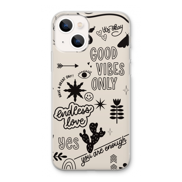 Good vibes: iPhone 13 Transparant Hoesje