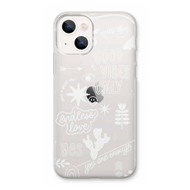 Good vibes: iPhone 13 Transparant Hoesje