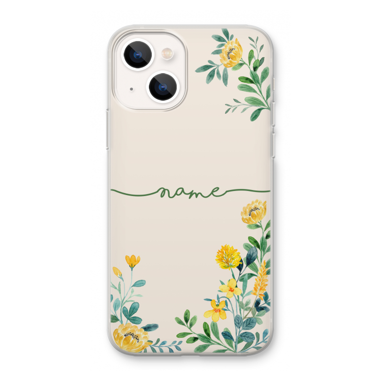 Gele bloemen: iPhone 13 mini Transparant Hoesje