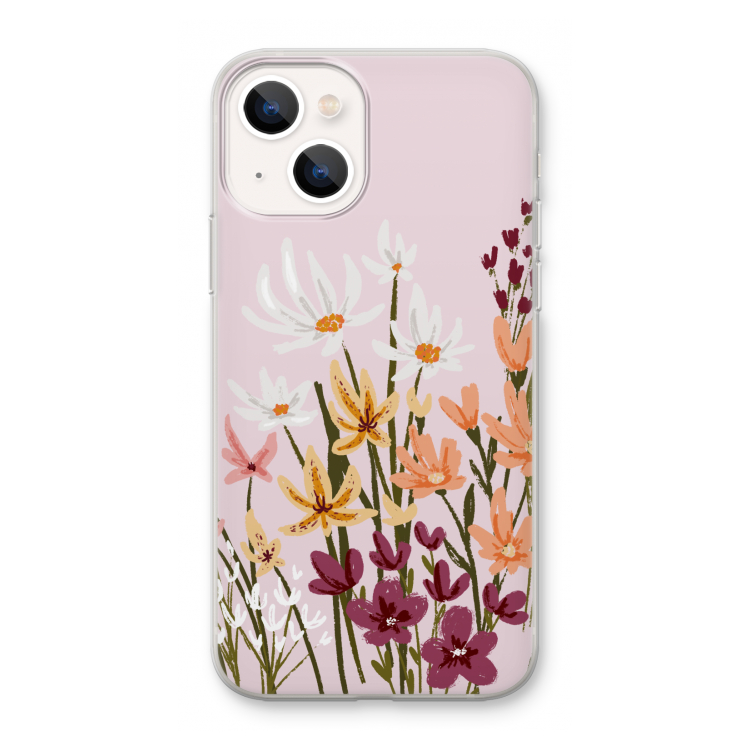 Painted wildflowers: iPhone 13 mini Transparant Hoesje