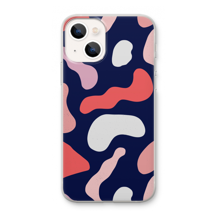 Memphis Shapes Pink: iPhone 13 mini Transparant Hoesje