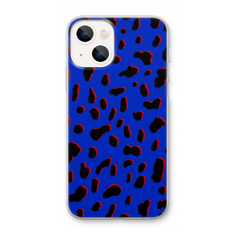 Blue Leopard: iPhone 13 mini Transparant Hoesje