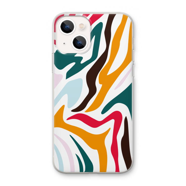 Colored Zebra: iPhone 13 mini Transparant Hoesje