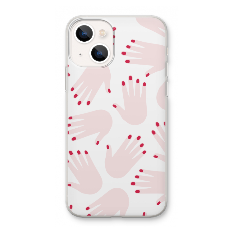 Hands pink: iPhone 13 mini Transparant Hoesje