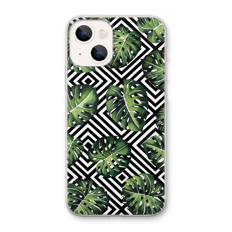 Geometrische jungle: iPhone 13 mini Transparant Hoesje