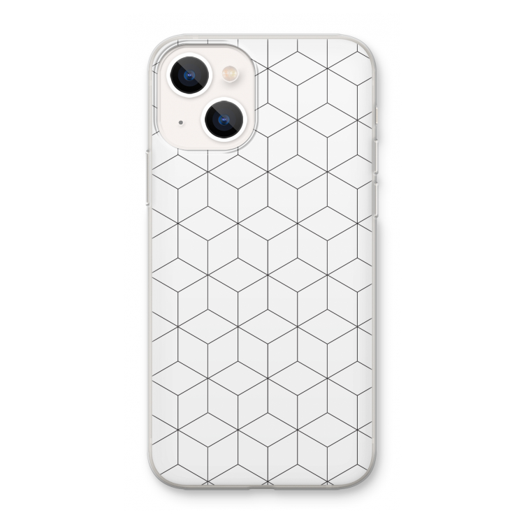 Zwart-witte kubussen: iPhone 13 mini Transparant Hoesje