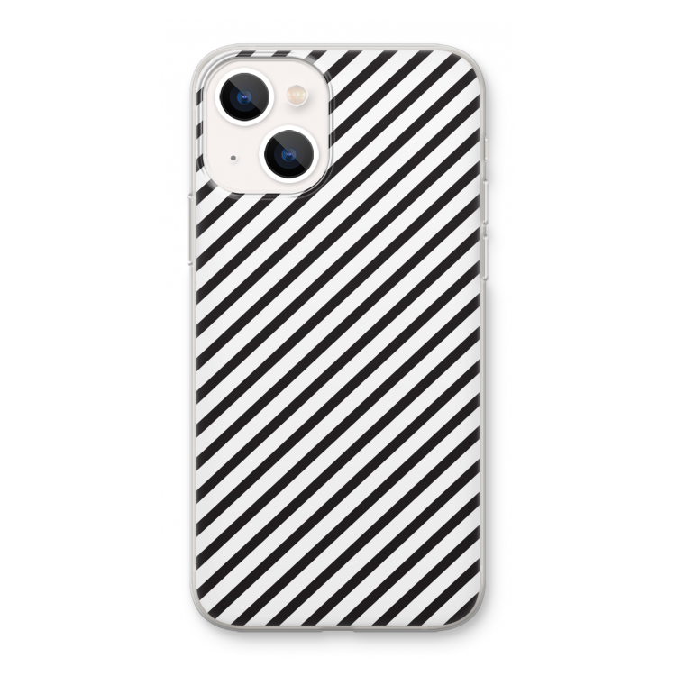 Strepen zwart-wit: iPhone 13 mini Transparant Hoesje