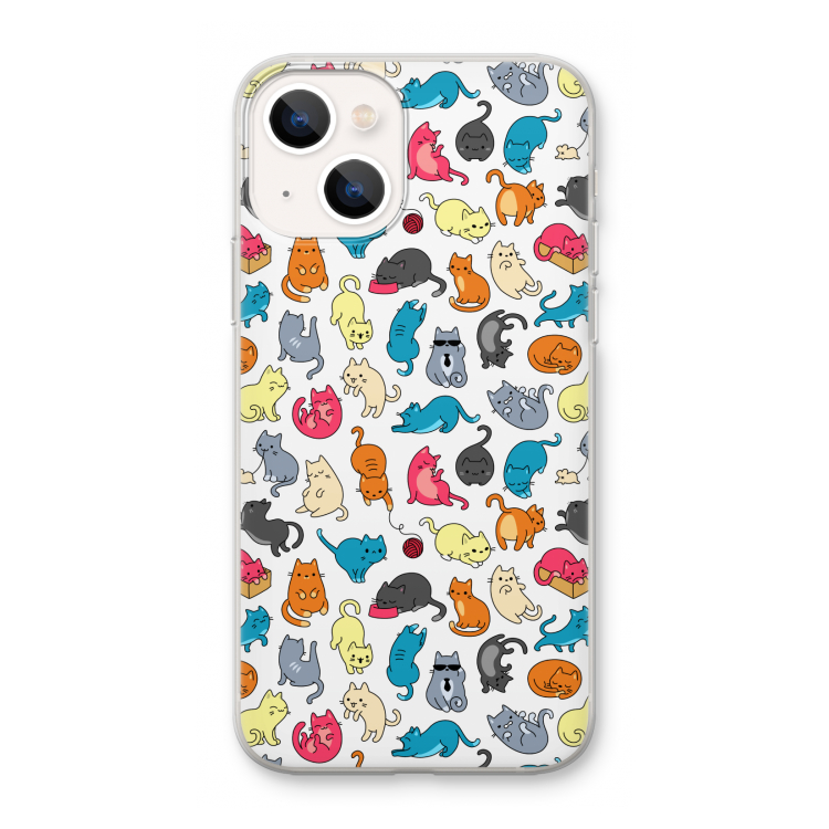 Kleurrijke katten: iPhone 13 mini Transparant Hoesje
