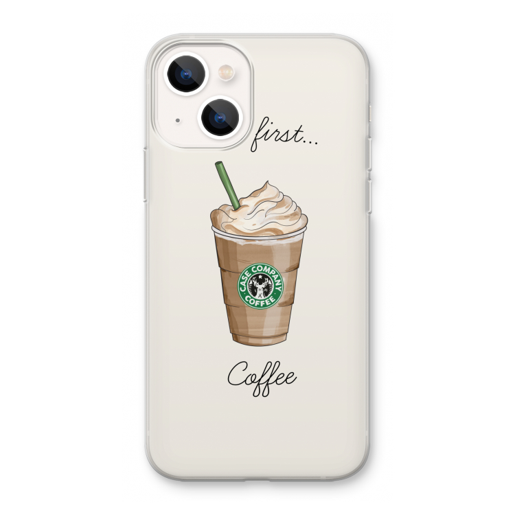 But first coffee: iPhone 13 mini Transparant Hoesje