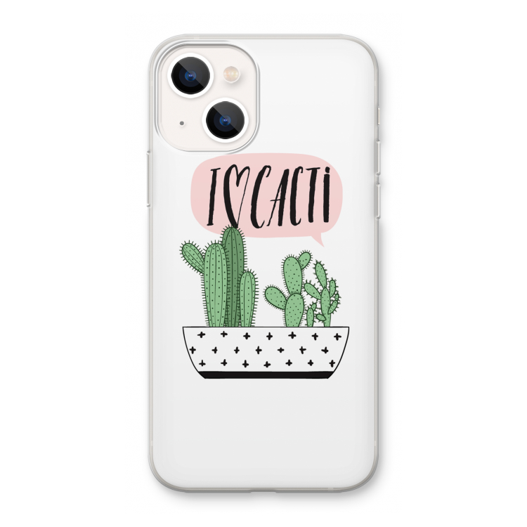 I love cacti: iPhone 13 mini Transparant Hoesje