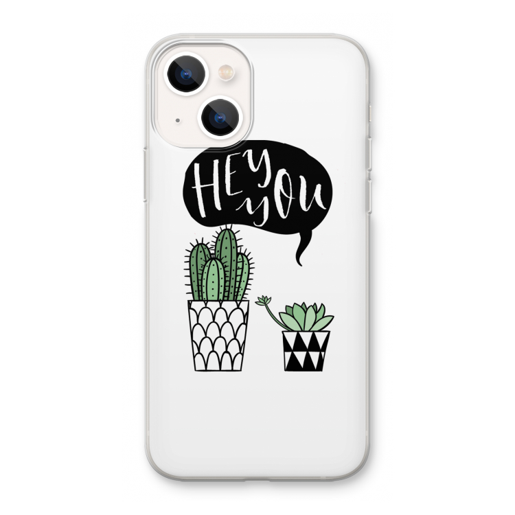 Hey you cactus: iPhone 13 mini Transparant Hoesje
