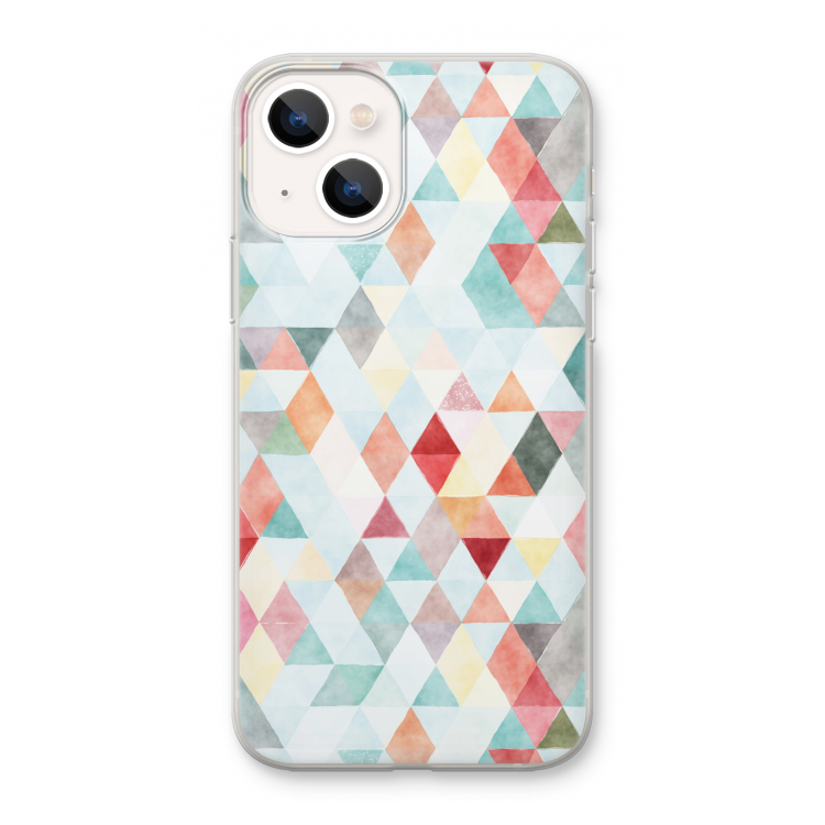 Gekleurde driehoekjes pastel: iPhone 13 mini Transparant Hoesje