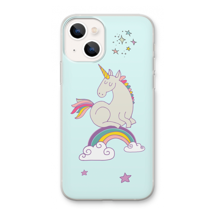 Regenboog eenhoorn: iPhone 13 mini Transparant Hoesje
