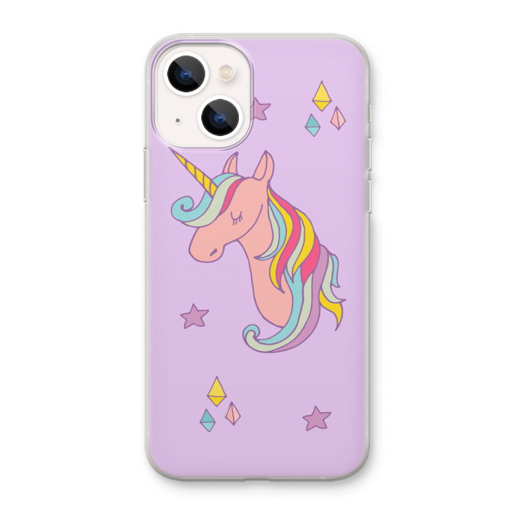Roze eenhoorn: iPhone 13 mini Transparant Hoesje