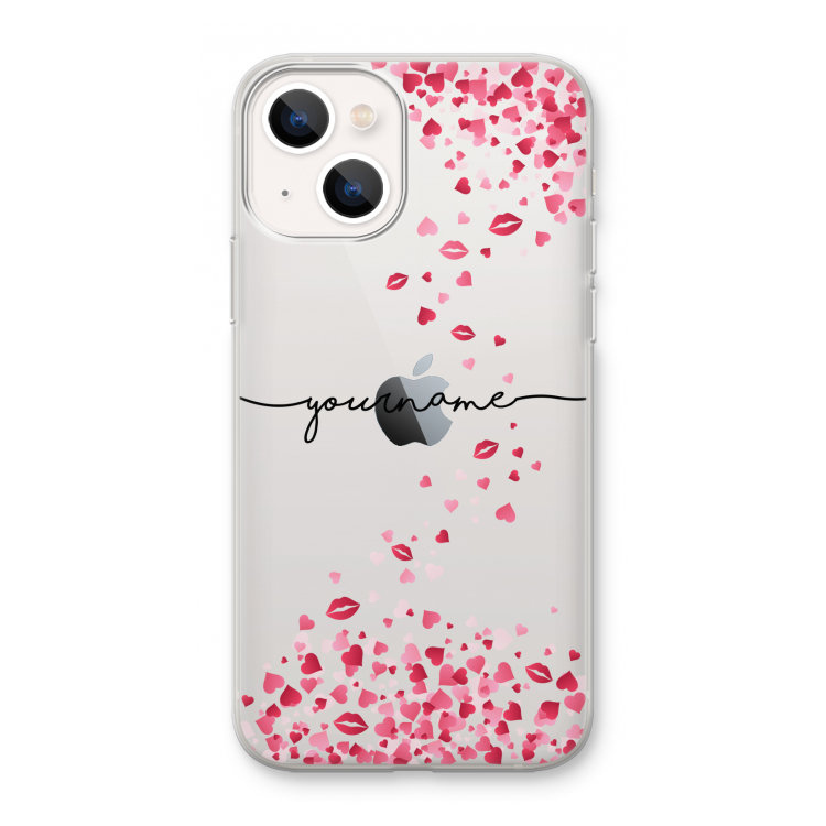 Hartjes en kusjes: iPhone 13 mini Transparant Hoesje
