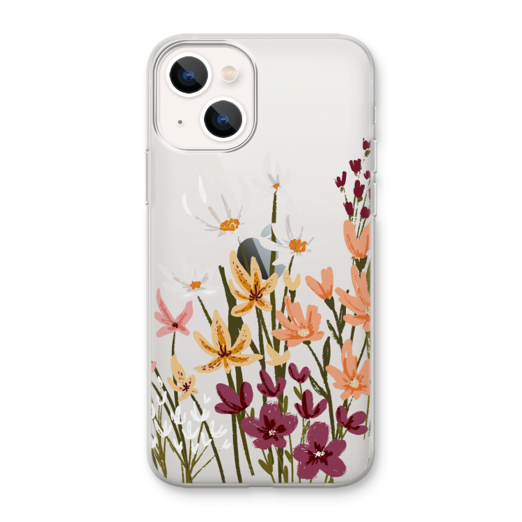 Painted wildflowers: iPhone 13 mini Transparant Hoesje