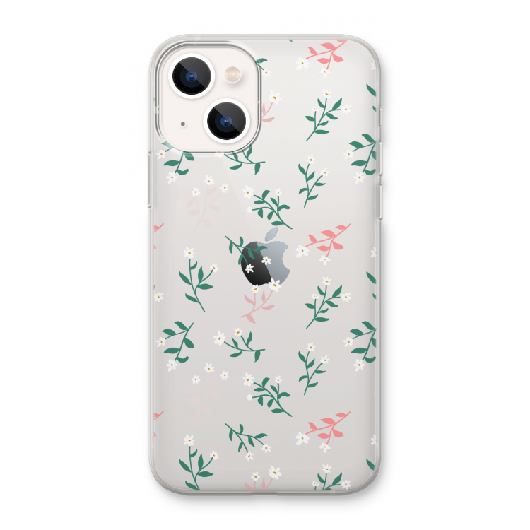 Small white flowers: iPhone 13 mini Transparant Hoesje