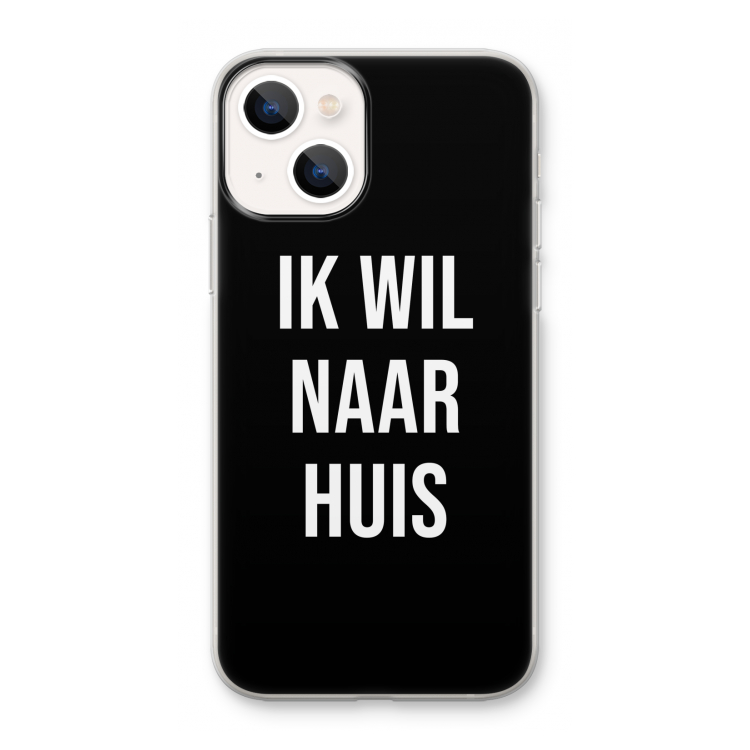 Ik wil naar huis - Zwart: iPhone 13 mini Transparant Hoesje