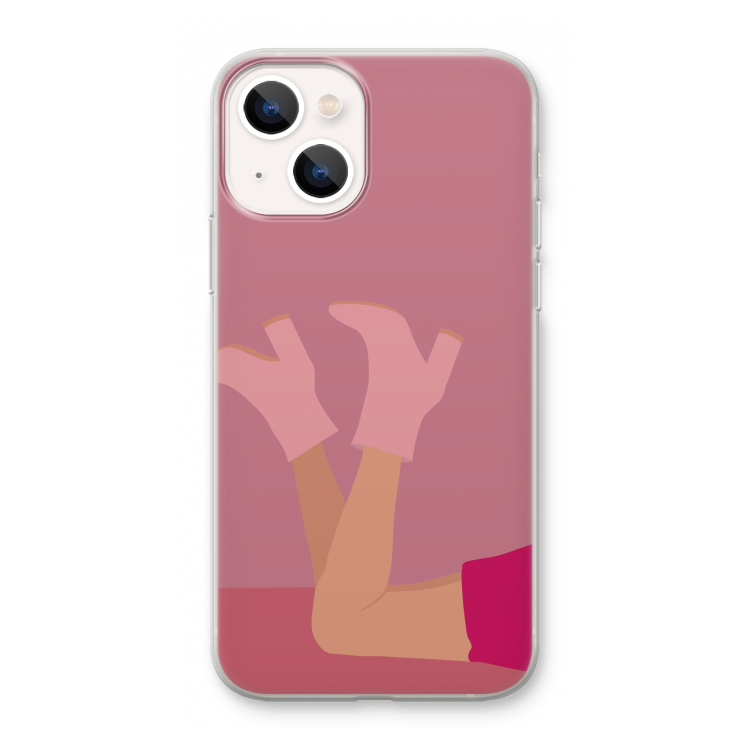 Pink boots: iPhone 13 mini Transparant Hoesje