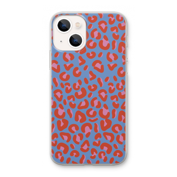 Leopard blue: iPhone 13 mini Transparant Hoesje