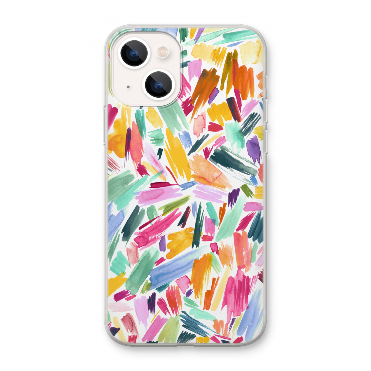 Watercolor Brushstrokes: iPhone 13 mini Transparant Hoesje