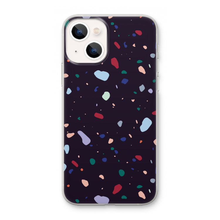 Dark Rounded Terrazzo: iPhone 13 mini Transparant Hoesje