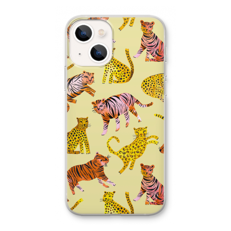 Cute Tigers and Leopards: iPhone 13 mini Transparant Hoesje