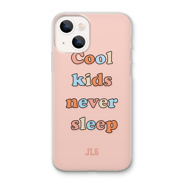 Cool Kids Never Sleep: iPhone 13 mini Transparant Hoesje